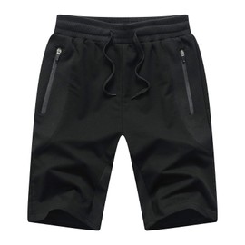 Tansozer Men's Cotton Shorts with Zip - black, size: l