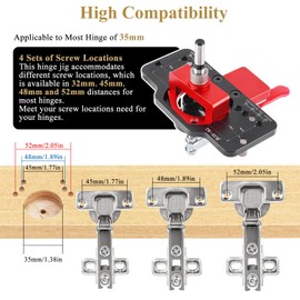 Meticuloso 35mm Hinge Jig, Aluminum Alloy Concealed Hinge Jig, Accurate Locking Hinge Drilling Jig Hole Guide Hole Puncher Locator Woodworking Tool for Door Cabinets Hinges Mounting