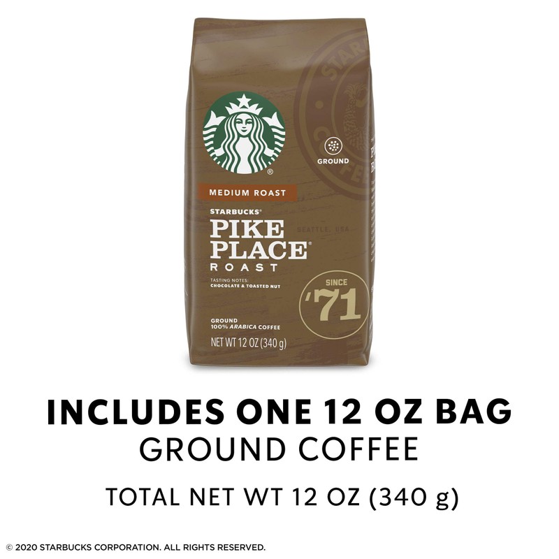 Starbucks Medium Roast Ground Coffee — Pike Place Roast —