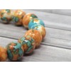Damen Zen Ethno Armband mit orange und blau rekonstituierten Jade