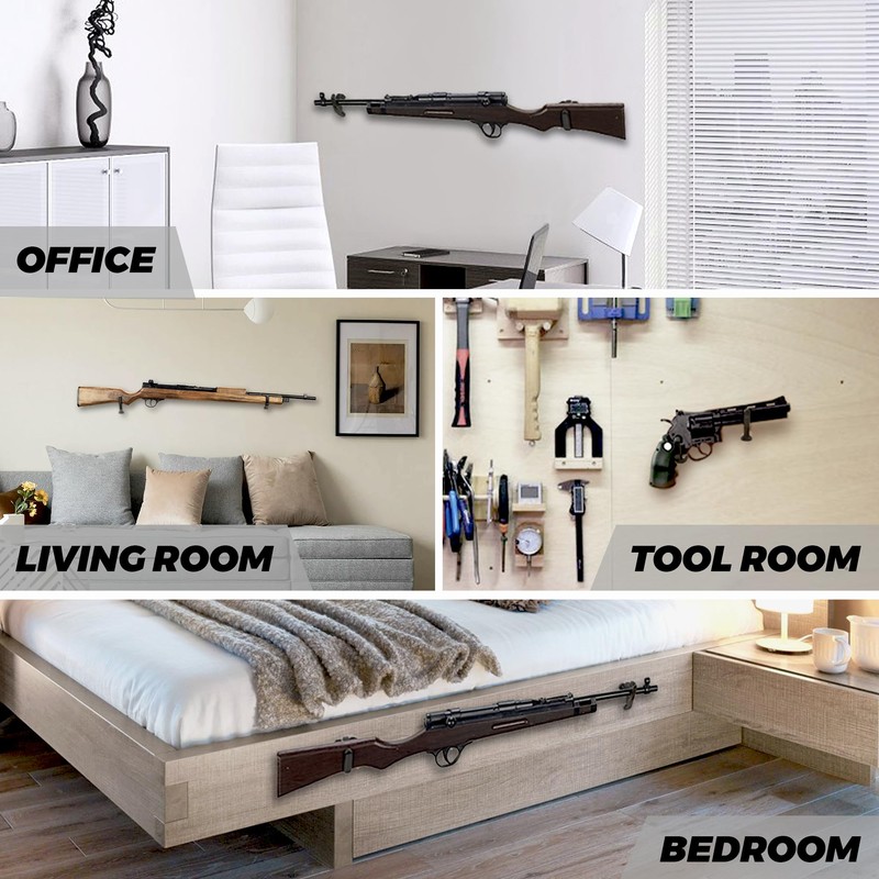 LOIUO Gun Rack Storage Wall Mount Rifles Shotgun Hooks Horizontal