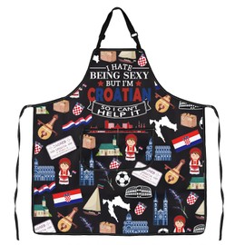 MYSOMY Kroatische Küchenschürze Zagreb Merchandise Kroatien Kultur Liebhaber Geschenk Kroatien Reise Souvenir Geschenk, Kroatische Schürze 3, ne Size