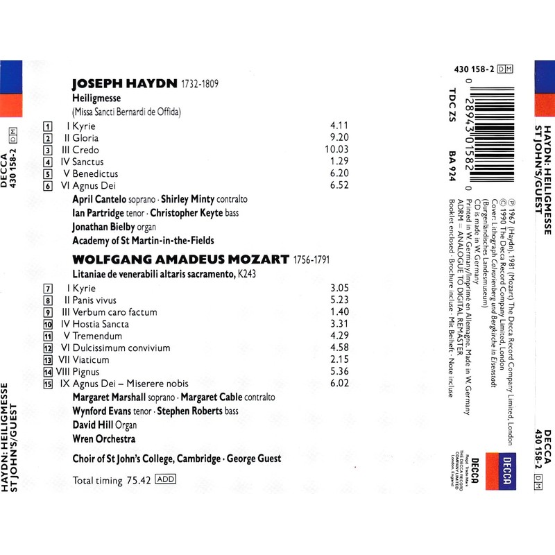 Haydn / Mozart - Heiligmesse / Litany