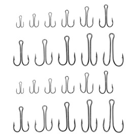 SG Store 55pcs Double Fishing Hooks #1-#3/0 High Carbon Steel Double Hook Sharp Open Shank Barb for Saltwater Freshwater
