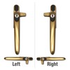 Brass Left Handed Cockspur Virage Window Handle with 9mm backset