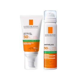 La Roche-Posay Rutina de Protección Solar para piel Grasa Kit La Roche Posay Protector Solar Anthelios UVMUNE 400 Oil Control Gel Crema Matificante,  