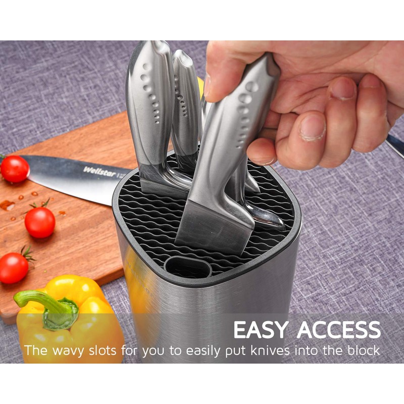 WELLSTAR Universal Knife Block Holder, Stainless Steel Knife Stand Without
