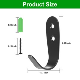 CGBE Coat Hooks for Wall, Heavy Duty Outdoor Hooks for Hanging Towel No Rust Outside Towel Hooks Wall Mounted with Screws and Anchor for Key, Towel, Bags, Cup, Hat (J - Shape Black)