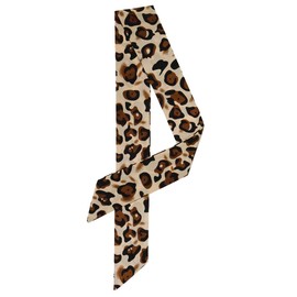 Allegra K Neckerchief Ribbon Scarf, Rectangle, Thin, Leopard Print, Hair Ornament, Bag Decoration, Women's, beige