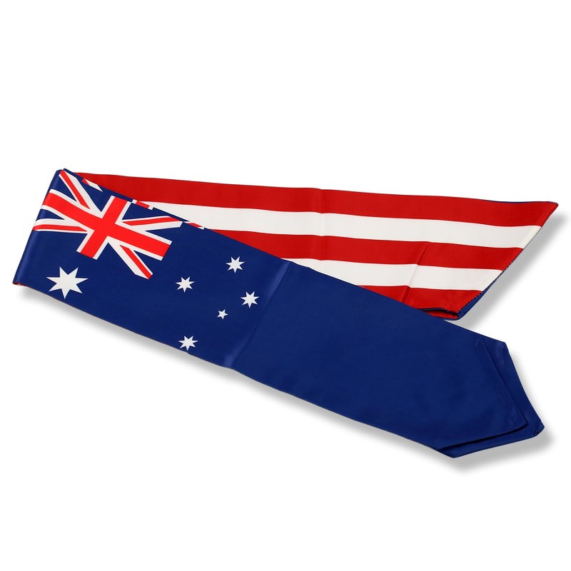 USA And Australia Flag Graduation Stole, Satin Embroidery Graduation Sash