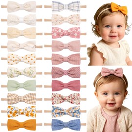 20PCS Baby Girl Headbands Printed Hair Bows Headbands Nylon Linen Hairbands