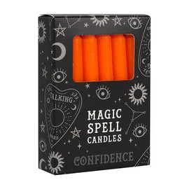 Unscented 4 inches Tall Magic Spell Chime Candles Witchcraft Supplies for Personal Wiccan Altar, Spells, Charms & Rituals - Pack of 12 (Orange-Confidence)