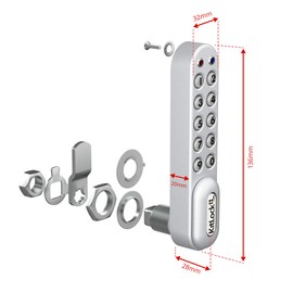 KitLock KL1000 Electronic Lock for Lockers and Furniture Keyless with Combination Lock Vertical Silver