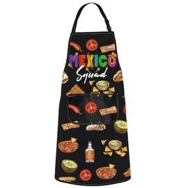 JNIAP Mexican Chef Apron Mexican Kitchen Apron El Jefe Apron Mexico Cooking Apron Mexican Food Apron Mexicao Chef Gifts, Mexicosquad, Large