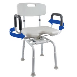 JumboTIGER Swivel Shower Chair for Inside Shower, Adjustable Pivoting Bath Chair and Medical Grade Rotating Shower Seat with Liftable Armrests and Backrest Tools-Free Assemble