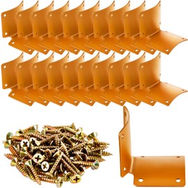 Round Post Fence Brackets Metal L for Wood Fence Post Repair Round Rail Angle Brackets with 0.8 Inch Screws for Wooden Frame Bed Furniture Hardware, 2 x 2 Inch(20 Pcs)