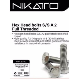 NIKATTO THE 100Pack M8-1.25 x 30mm, Hex Head Cap Screw, Stainless Steel A2 NIKATTO USA STOCK