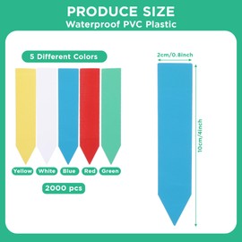 2000 Pcs Plastic Plant Labels 4'' Garden Plant Markers Nursery Name Tags Waterproof Pot Label Stakes Planting Sticks for Seeds Summer Outdoor Indoor Garden Flowers(Mix Color)