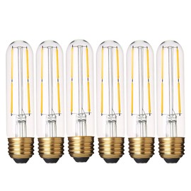 Dimmable T10 LED Bulbs Warm White 2700K LED Tubular Edison Light Bulbs 4W Tube Vintage Led Bulbs 40 Watt Equivalent,E26 Base, LED Filament Retro Bulb for Desk Lamp, Pendant Lights,Pack of 6