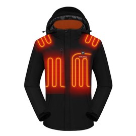 Venustas Men's Heated Jacket with Battery pack 7.4V, Windproof Electric Insulated Coat with Detachable Hood