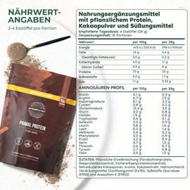 Primal Harvest Protein - Chocolate, Vegan, Gluten & Dairy Free