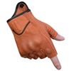 Harssidanzar Mens Motorcycle Gloves Half Finger Goatskin Leather Gloves GM037CA,