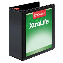 Cardinal XtraLife ClearVue Non-Stick Locking Slant-D Ring Binder, 4", Black (26341)