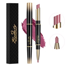 ChaneeHann 2-in-1 Lipstick Lip Liner, Colours Matte Lipstick, Lipstick with Lip Liner, Double Head Lipstick, Long-Lasting Lip Gloss, Non-Stick Cup, Does Not Fade (01, Purple)