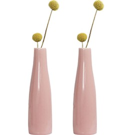 WAYUTO Small Ceramic Vase Set of 2 Flower Bud Vases Modern Minimalist Vase Mini Table Floral Vase Flower Arrangement for Home Living Room Office Centerpiece Decor 5 inch Pink