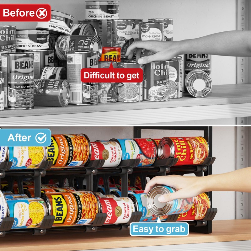 iSPECLE Can Organizer for Pantry, Hold 60 Cans Auto Rolling