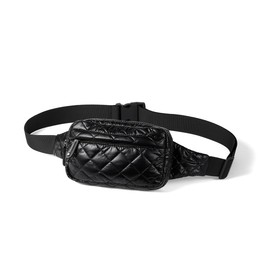 Nollia Quilted Black Crossbody Belt Bag – Lightweight Nylon Fanny Pack with Adjustable Strap & Multiple Pockets for Travel, Sports & Everyday Use