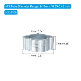 PATIKIL 35 Pack 9-11mm Double Ear Hose Clamp, Galvanized Steel O Clip Crimp Rings for Fuel Petrol Pipe Tube Fitting Connections, Silver Tone