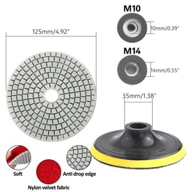 Wet Diamond Sanding Pad 125 mm 9 Pieces with , Marble Polishing Set Sanding Pads for Tiles Stone Concrete Marble Granite 50-10000 for Polishing Discs for Angle Grinders