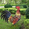 chisheen Rooster Decor Garden Statue Metal Chicken Yard Art Sculpture