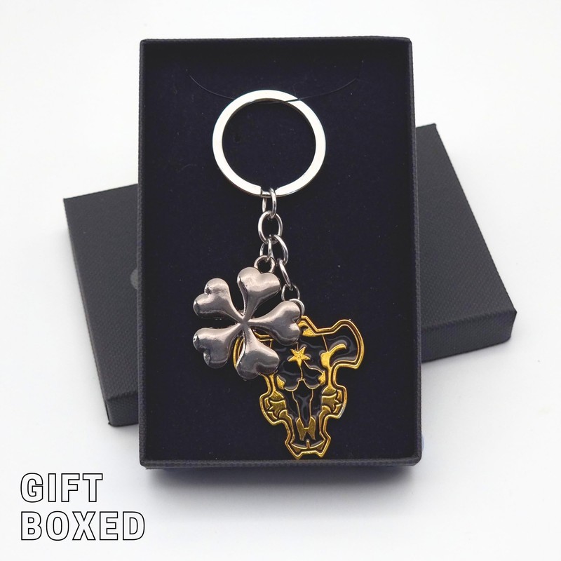 Weeb Keychains Black Clover Anime Keychain with Black Bulls Charm,