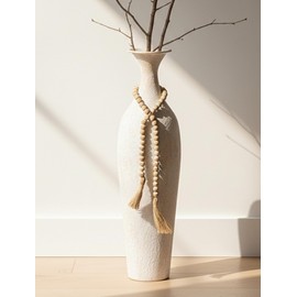 Sziqiqi Metal Tall Floor Vase: 23.2in Large Boho Vase for Pampas Grass - White Slender Decorative Vase Big Standing Rustic Farmhouse Flower Holder for Living Room Indoor Fireplace Home Decor Corner