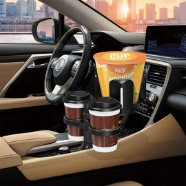 3 in 1 Car Cup Holder Expander with Adjustable Base, All Purpose Car Cup Holder and Organizer, Road Trip Essentials Car Accessories for Snack Bottles Cups Drinks (B03)