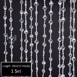 AHANDMAKER 33 Feet Crystal Beads Strand Crystals Garland Clear AB Beads Chain Trim Diamond String Decorations for Home Wedding Party Decoration and DIY Craft Christmas Tree