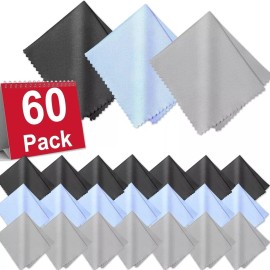 No Brand 60-Pack Microfiber Cleaning Cloths for Glasses, 6x7 Inch Premium Lens Cleaning