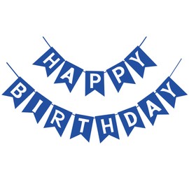 Laroder Blue Happy Birthday Banner Royal Blue Birthday Decorations for Women Men Girls Boy Friends Happy Birthday Sign for Backdrop Wall Office Birthday Party Supplies Stuff Paper Banner