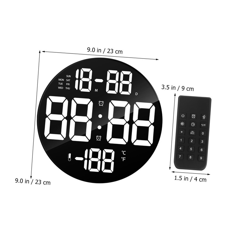 ULTECHNOVO Large LED Wall Clock with Remote Control Round Digital
