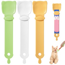 Qianyu 3 Pcs Wet Snack Dispense Spoon Cat Strip Feeder Cats Food Squeeze Scoop Multifunctional Sliding Cat Happy Spatula Lickable Snack Feeding Dispenser for Creamy Puree Bisque Delectables Liquid