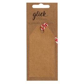 Glick Christmas Tags, Gift Tags for Christmas, Plain with Lots of Space for Your own Christmas Message, Kraft x 6, Brown