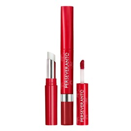 ésika - Colorfix Duo Tattoo 36h Rojo Pasión 2.6 ml, 36 Horas de Color e Hidratación, Labial Cero Transferencia, con Aplicador y Bálsamo, Labial de Larga Duración, Bálsamo con Manteca de Karité