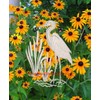 Egret & Cattails Right Oval Etched Window Decal Vinyl Glass