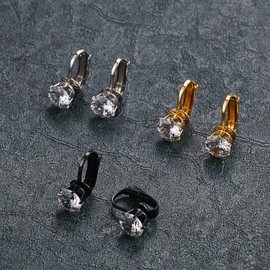 Aroncent Stainless Steel Earrings Zirconia Clip-on Earrings For Women Non-piercing CZ Hypoallergenic