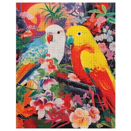 Tucocoo Abstract Birds Jigsaw Puzzle 1000 Pieces Puzzles for Adults, Jungle Parrot Wildflower Jigsaw Puzzles for Challenging Family Activity Games Colorful DIY Handwork Puzzle for Home Decor Gifts