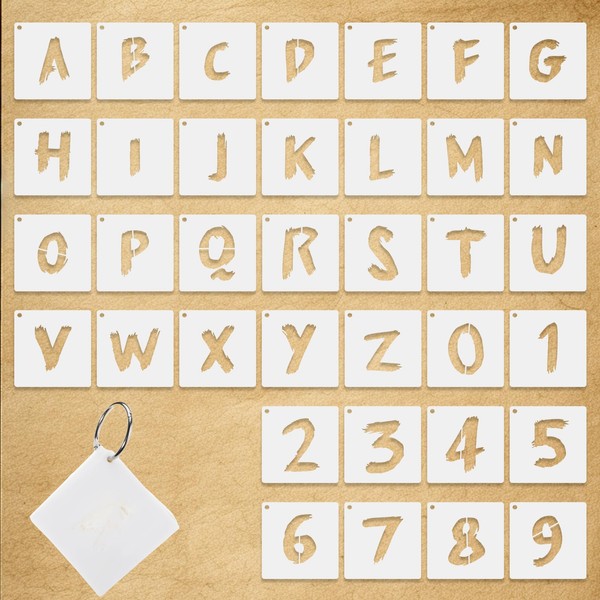 36Pcs Letter Stencils for Painting, Alphabet Stencils Reusable Numbers and