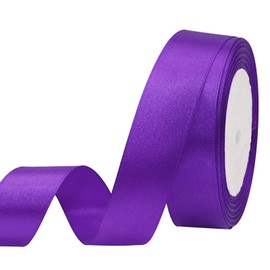 Maclemon 1 inch x 25yds Purple Satin Ribbon Fabric Ribbon for Gift Wrapping Very Suitable for Cutting Ceremony Kit Grand Opening Car Bows Sewing Craft Wedding Party Decoration