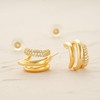 MYEARS Women Triple Hoop Earrings Gold Open C Shape Cubic